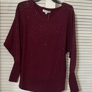Chic Burgundy Sweater with Sparkling Details